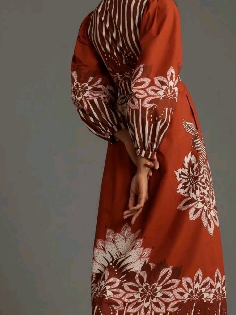 Farm Rio x Anthropologie Long-Sleeve V-Neck Midi Dress. - Picture 3 of 3